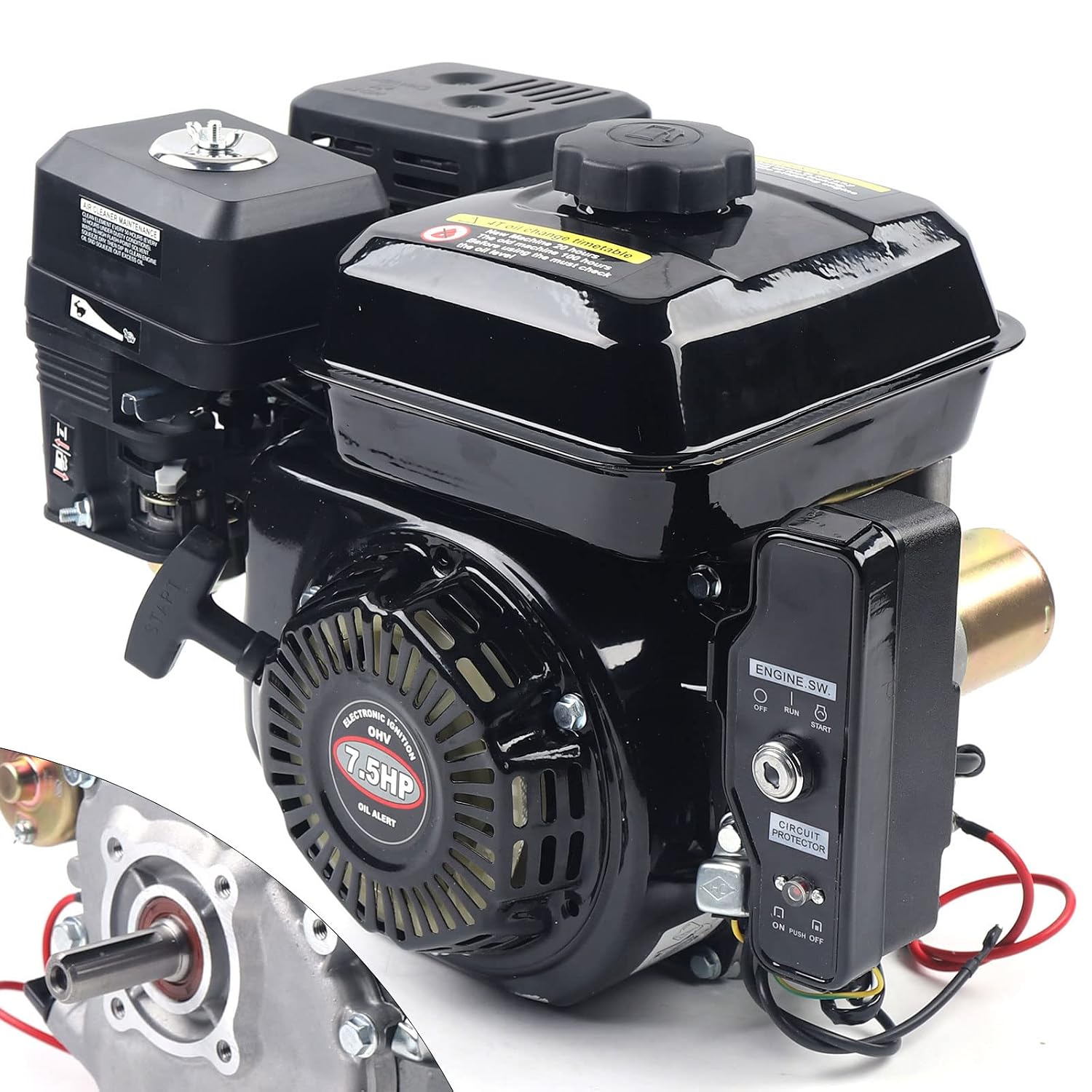 212CC Engine 7.5HP Gas Motor 4-Stroke Electric Start Go Kart Log Splitter Power Shaft Diameter 20mm