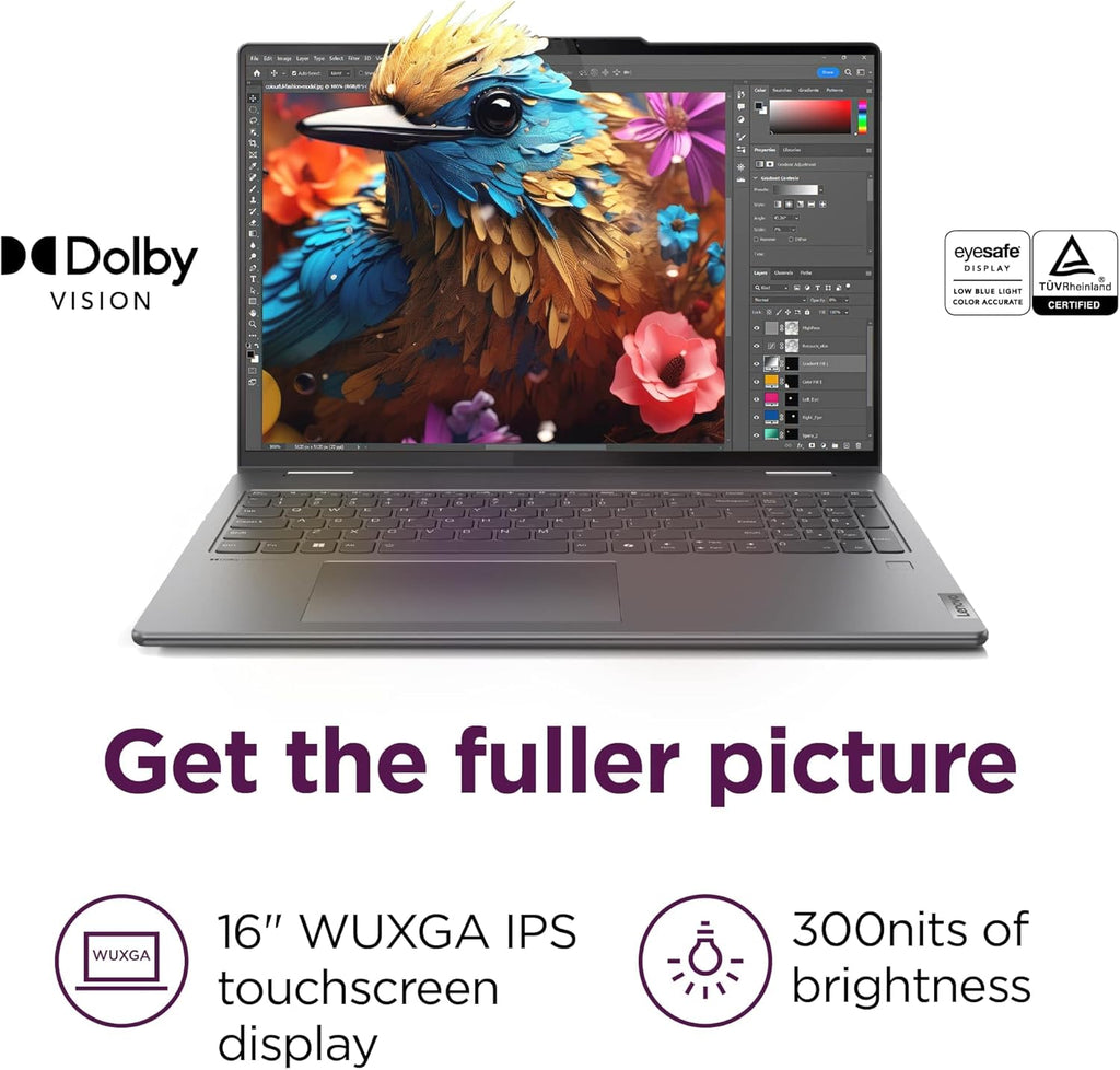 Lenovo Yoga 7i 2-in-1 Laptop, 16' 2K Touchscreen Display, Core Ultra 7 155U (Up to 4.80 GHz), 16GB DDR5, 2TB PCIe 4.0 SSD, Wi-Fi 6E, Backlit KB, FP Reader, TB 4, Webcam, Keypad, PDG HDMI, Win 11 Pro