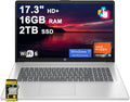 HP 17 Business Laptop 17.3' HD+ Touchscreen AMD 6-core Ryzen 5 7430U (Beats i7-1255U) 16GB RAM 2TB SSD Type-C Fast Charge Long-Lasting Battery Win11Pro ICP Hub