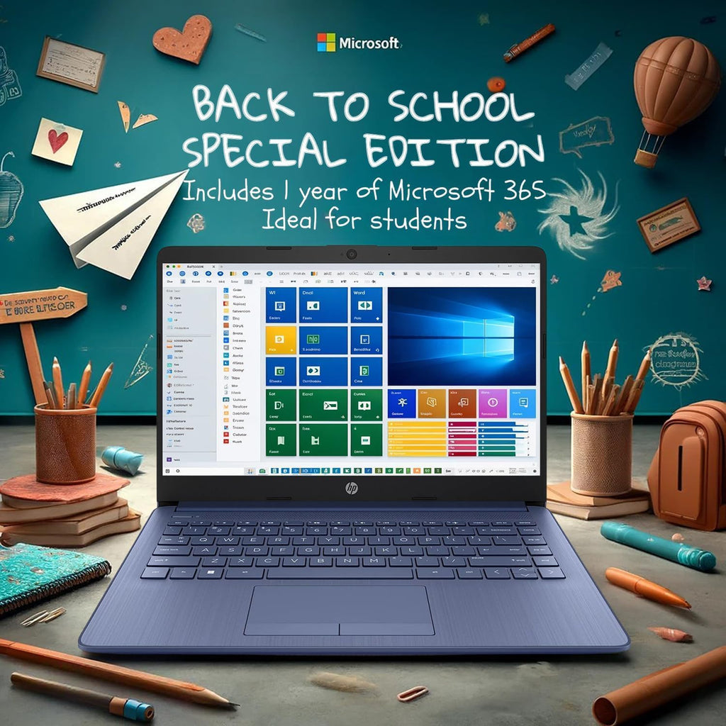 HP 14' Royal Blue Laptop – Vibrant & Stylish Student Notebook, 16GB RAM, 64GB SSD + 1TB Cloud, Microsoft 365 Included, Intel 4-Core Processor, Windows 11