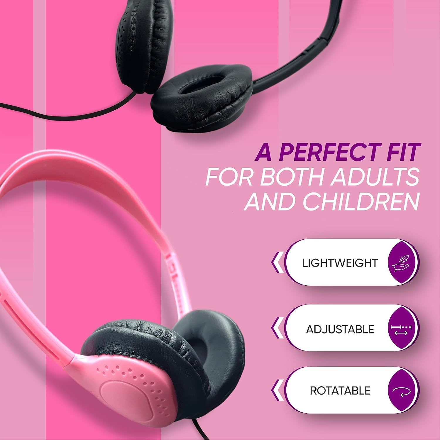 100 Pack Bulk Wired On-Ear Leather Headphones with 3.5mm Connector, Multi