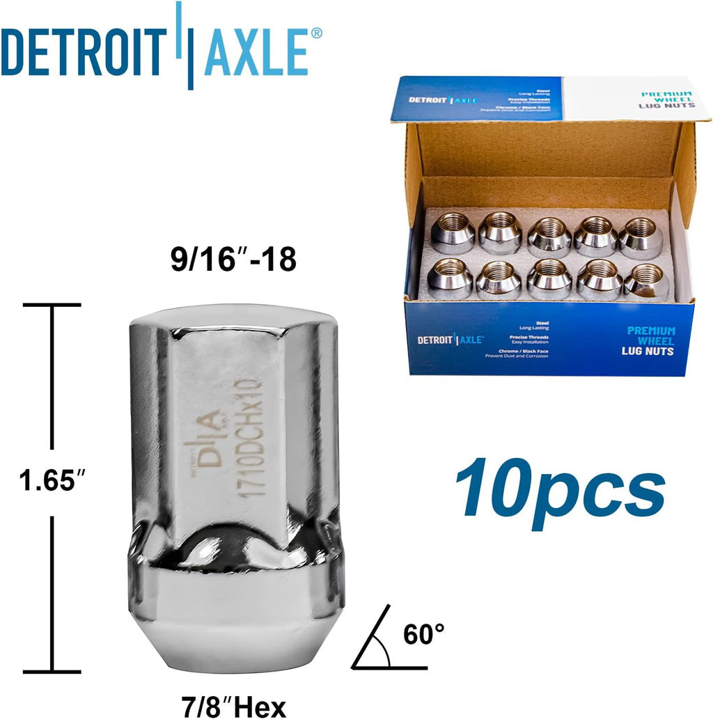 Detroit Axle - Front Disc Rotors Brake Pads Wheel Hub Bearings + 20pc Lug Nuts Replacement for 2006 2007 2008 Dodge Ram 1500 5 Lugs - 26pc Set