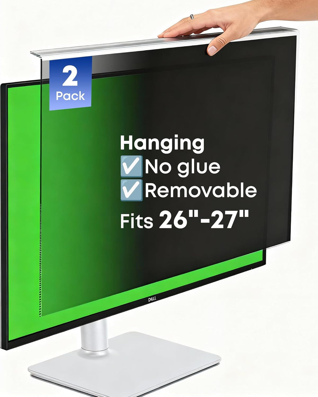 2-Pack Hanging Privacy Screen Protector for 26-27' Monitors, Removable & No Installation Required, ±30° Privacy Filter, Effectively Blocks High-Energy 460nm Blue Light – Dual Protection for Information Security & Eye Health(27'-16:9 (24.12'×14.02'))