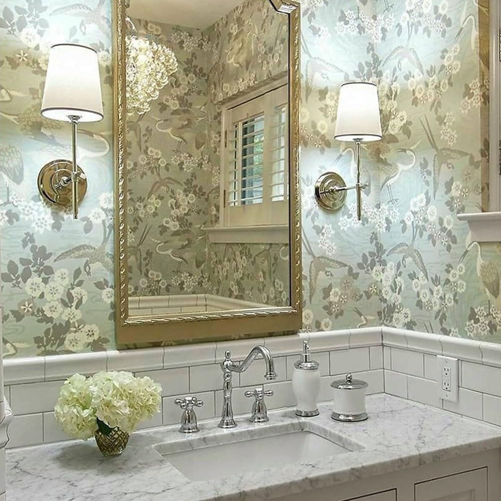 Transitional Brass Wall Sconce with Fabric Shade, Copper Gold Finish Hardwired Wall Light Fixture for Bathroom Vanity, Bedroom, Living Room, Dining Room, Study Room, Home Decor Ambient Lighting.