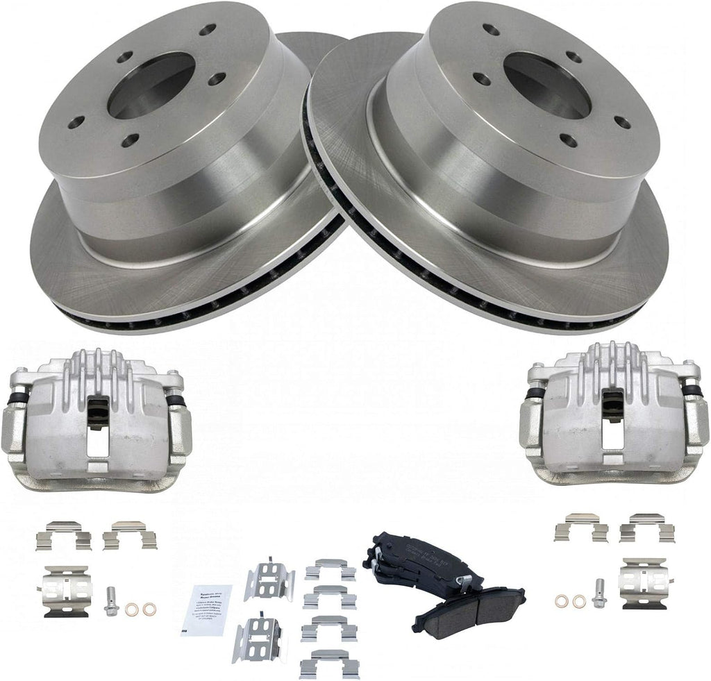 TRQ Rear Brake Pad and Rotor Set Ceramic Vented Rotors Calipers Compatible with 1998-2005 Chevrolet Blazer 1998-2004 S10 GMC Sonoma 1998-2001 Jimmy 1998-2001 Oldsmobile Bravada 1998-2000 Isuzu Hombre