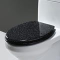 Slow Close Toilet Seat Thicken Toilet Seat Cover, Sparkly Resin Toilet Seat, Toilet Seat, Slow Close Bathroom Toilet Lid, Easy To Clean & Install,Silver,Black,Black