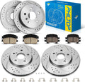 PHILTOP Front and Rear Brake Kit For Toyota Avalon 2005-2007, Brake Rotors and Brake Pads Kit Replace #31314+D906+31322+D828, Front 11.65（296mm）, Rear 10.58（268.9mm）