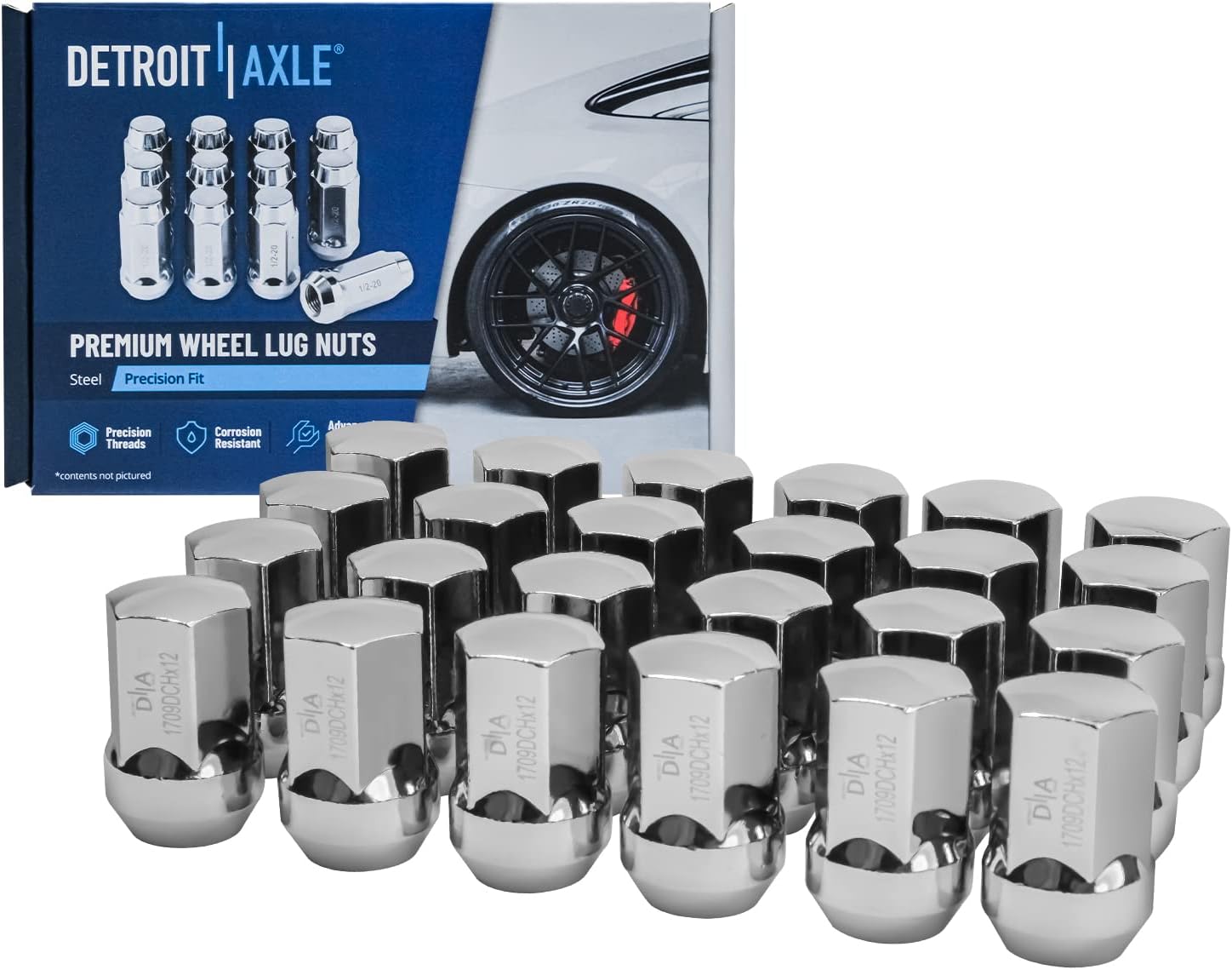 Detroit Axle - Front Drilled Brake Rotors + Wheel Hubs + 24pc Wheel Lug Nuts Replacement for Jeep 2015-2021 Grand Cherokee 2011-2020 Dodge Durango - 28pc Set