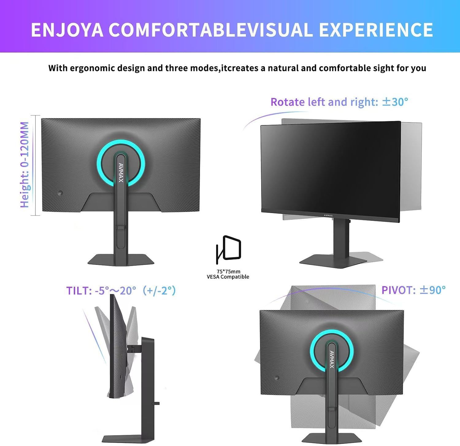 AVMAX 24.5 Inch Gaming Monitor 320Hz/300Hz/240Hz,FHD1920X1080 Fast IPS,Adaptive FreeSync,90% DCI-P3,HDR400 Support,ErgoStand 2XDP1.4&2XHDMI2.0,M253B