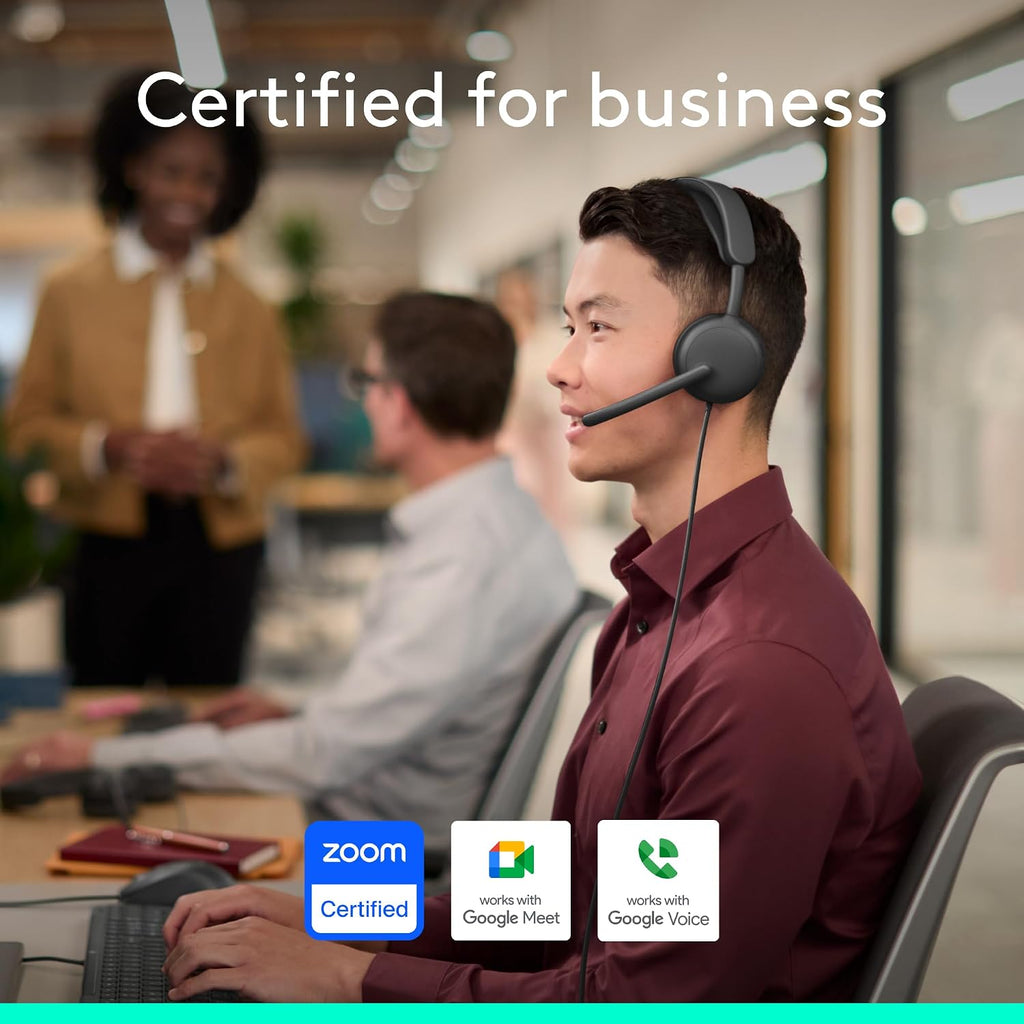 Logitech Zone Wired 2 for Business - Noise-Canceling Headset with Adaptive Hybrid ANC, Zoom & Google Certified, USB-C with USB-A Adapter - Graphite