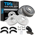 TRQ Ceramic Brake Pad Performance Rotor Drum & Shoe Front Rear Kit Compatible with GM