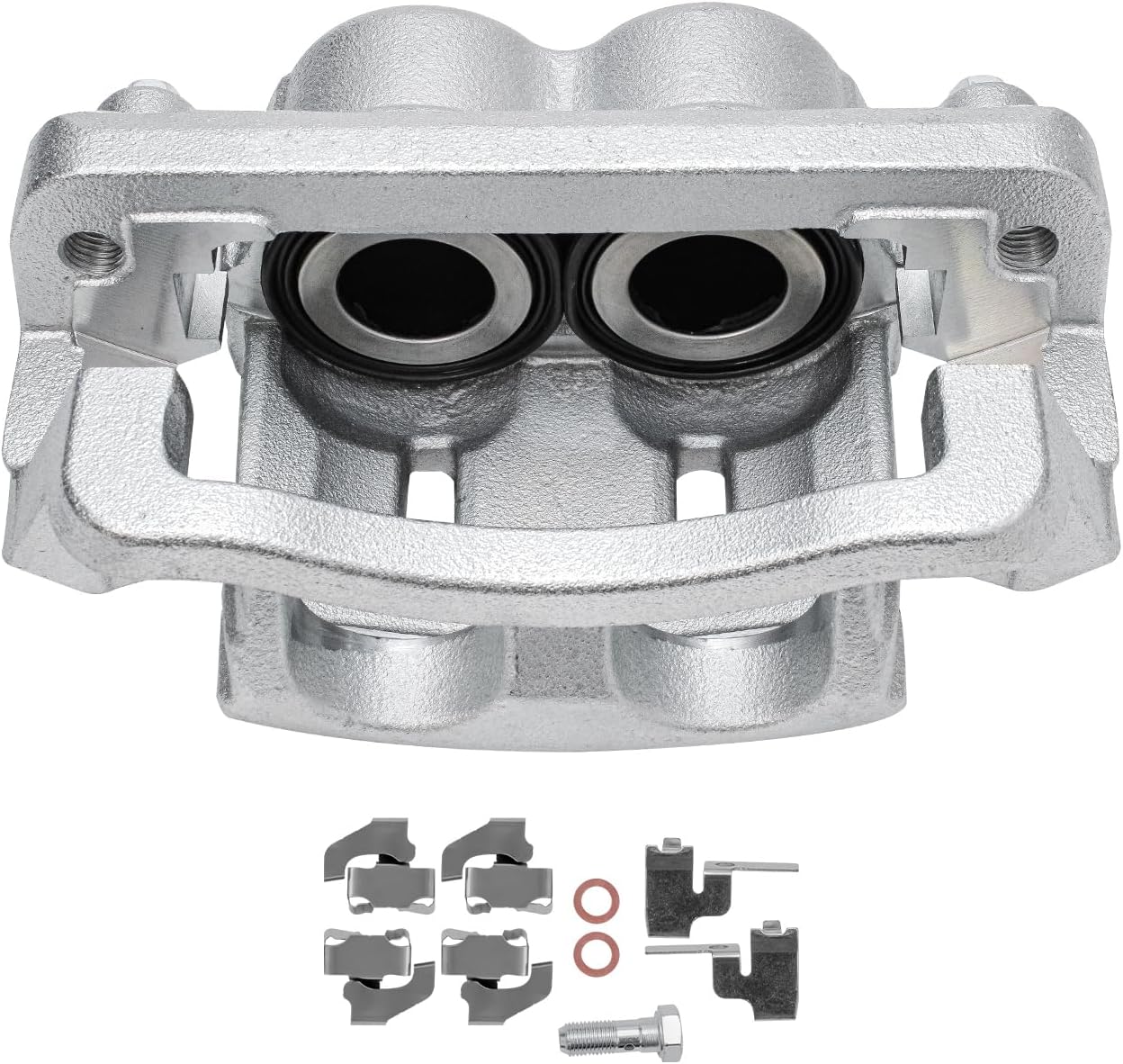Detroit Axle - Front 2pc Brake Calipers for 05-12 Ford F-250 F-350 Super Duty, 2 Disc Brake Calipers with Bracket 2005 2006 2007 2008 2009 2010 2011 2012 Replacement