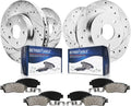 Detroit Axle - Brake Kit for Ford Fusion MKZ Zephyr Milan Mazda 6 Drilled & Slotted Brakes Rotors and Ceramic Brake Pads Replacement : 11.77' inch Front Rotor & 11.02' inch Rear Rotor
