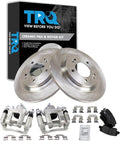 TRQ Rear Brake Pad and Rotor Set Ceramic Rotors Calipers Compatible with 2014 Kia Optima