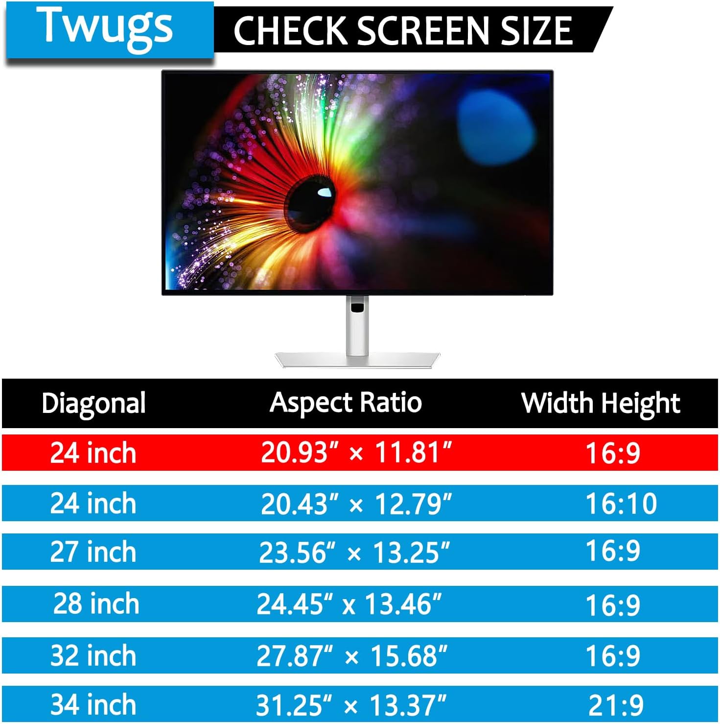 [5 Pack] 24 Inch Computer Privacy Screen for 16:9 Aspect Ratio Widescreen Monitor, Eye Protection Anti Glare Blue Light Filter Shield, Removable Anti-Scratch Anti Spy Protector