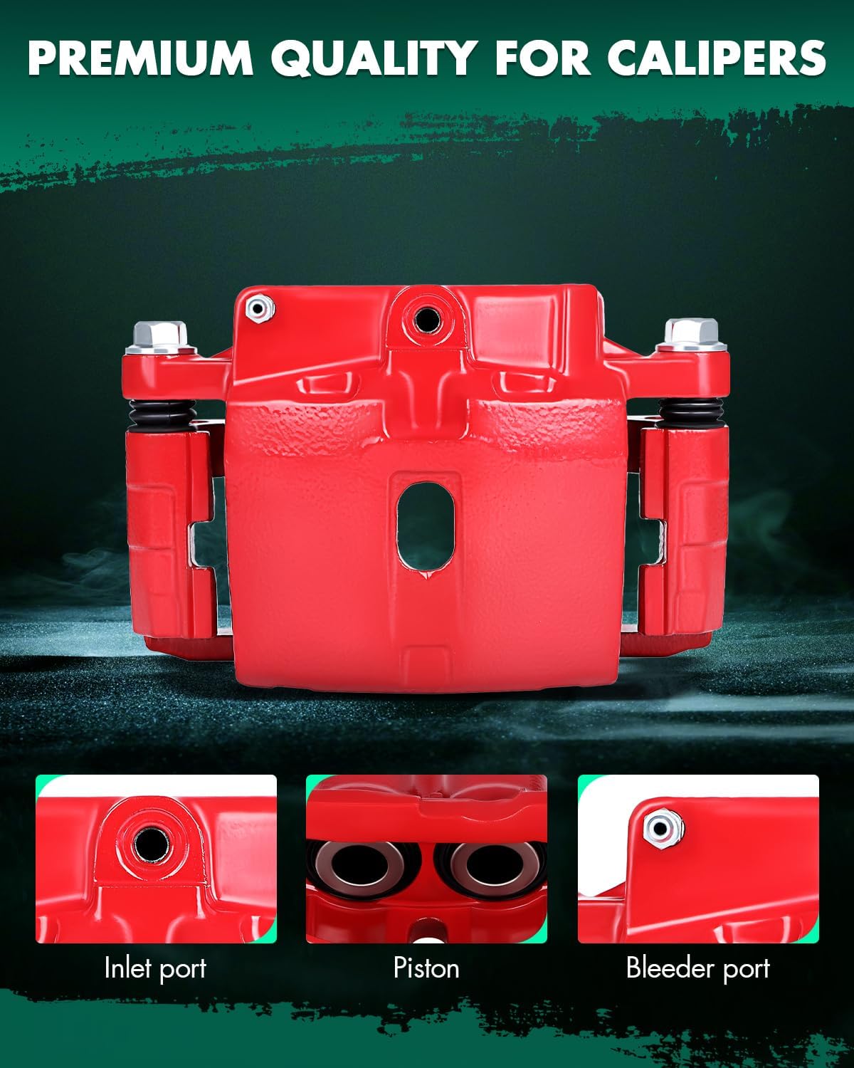 SCITOO Front/Rear Left+Right Brake Calipers With Bracket 18-B4728 18-B4729 Red Compatible For Cadillac 2002-2006 For Chevrolet 1999-2013 For GMC 1999-2013