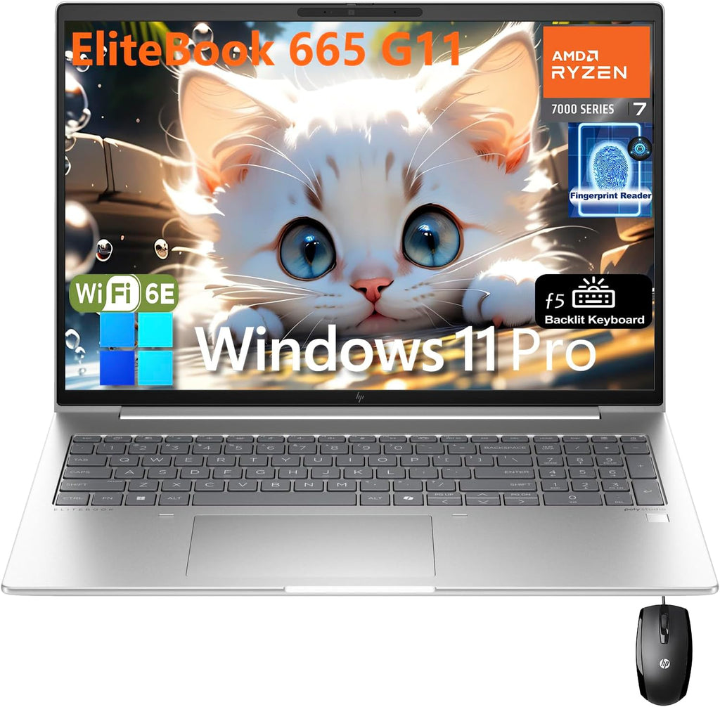 HP Elitebook 665 G11 16' FHD+ Business Laptop Computer, Octa-Core AMD Ryzen 7 7735U (Beat i7-1270P), 16GB DDR5 RAM, 512GB PCIe SSD, WiFi 6E, Backlit KB, Fingerprint Reader, Windows 11 Pro