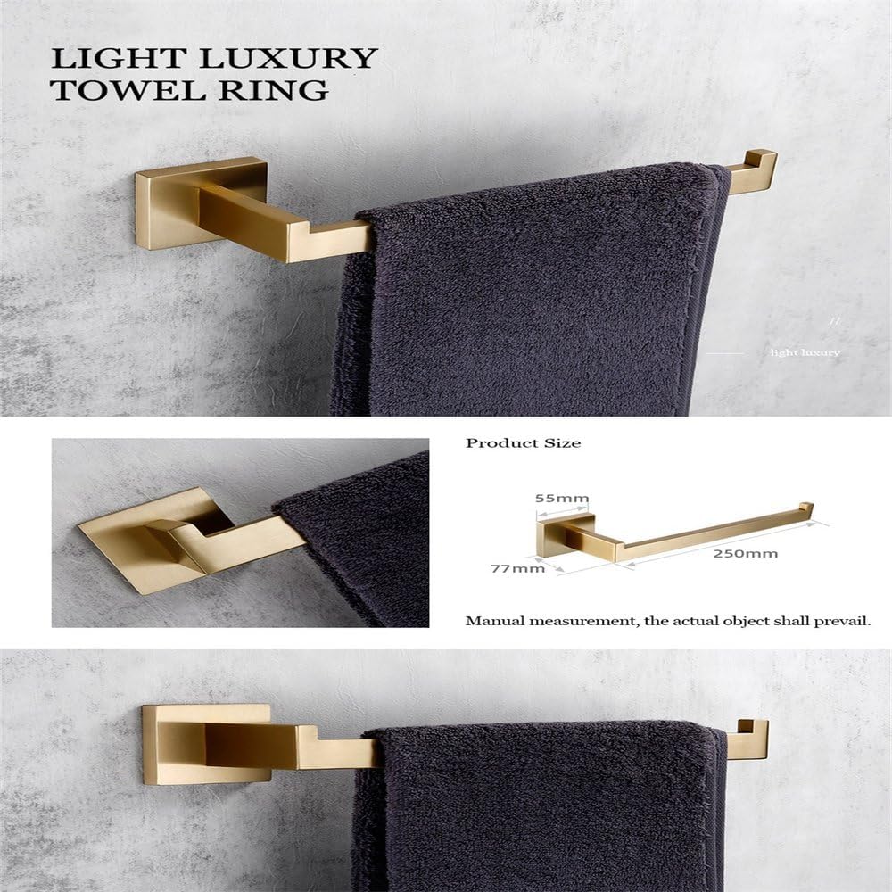 Matte Gold Towel Rack 304 Stainless Steel Towel Bar Double Towel Shelf Paper Holder Tissue Holder Toilet Brush Holder,Double Bar,40,01