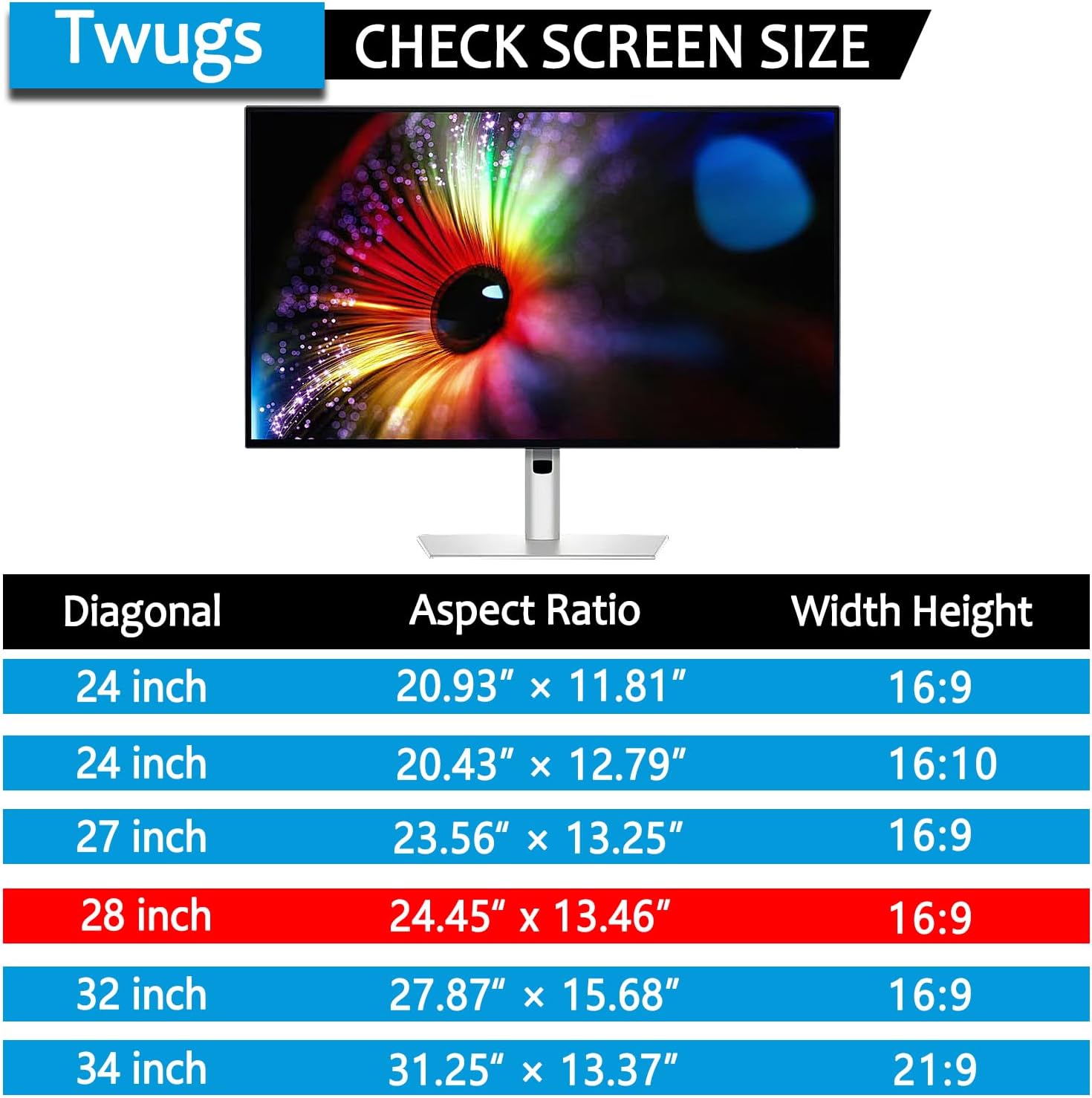 [5 Pack] 28 Inch Computer Privacy Screen for 16:9 Aspect Ratio Widescreen Monitor, Eye Protection Anti Glare Blue Light Filter Shield, Removable Anti-Scratch Anti Spy Protector