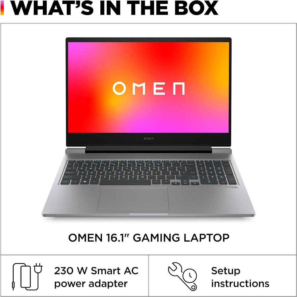 HP OMEN 16 inch Laptop, FHD 144Hz Display, Intel Core i7-14700HX, 16 GB RAM, 512 GB SSD, NVIDIA GeForce RTX 4060 GPU (8 GB Dedicated), Windows 11 Home, 16-ae0009nr (2024)