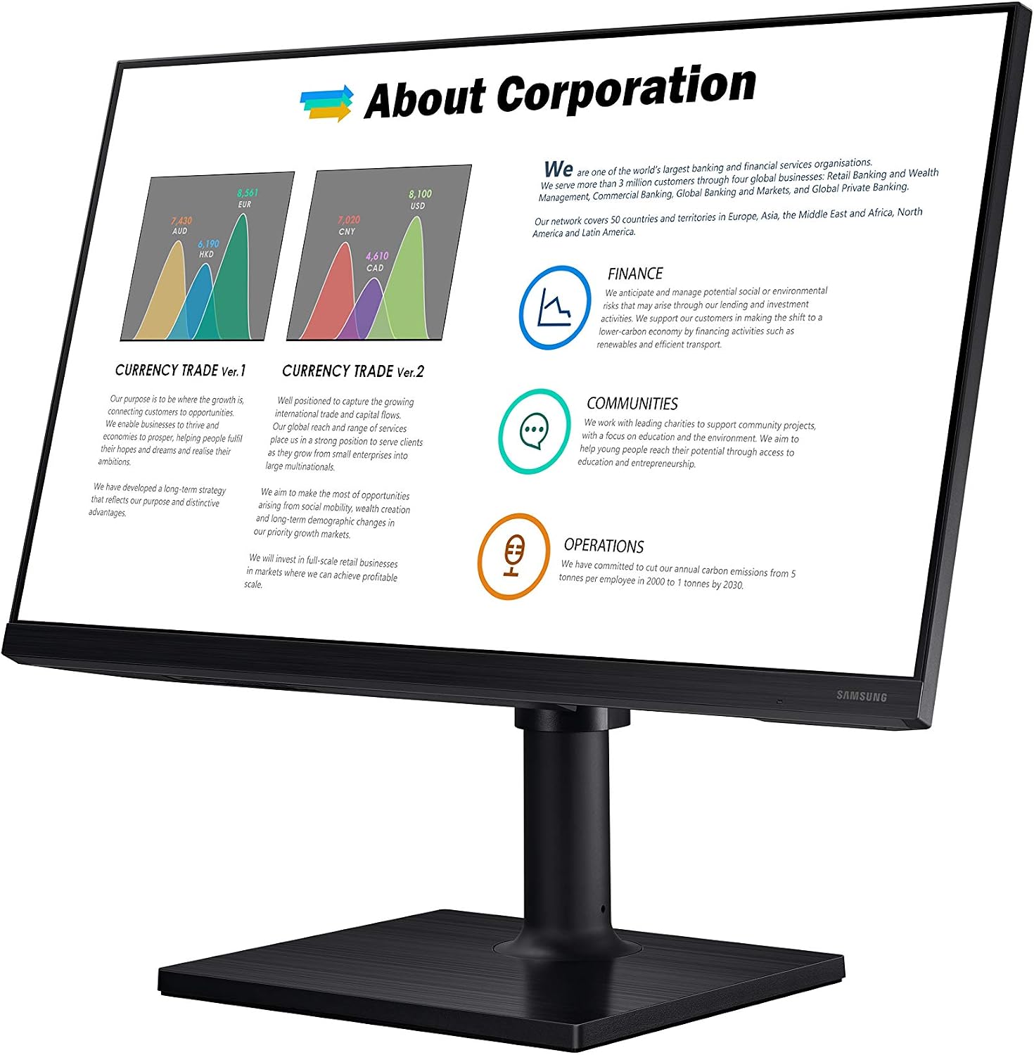 Samsung FT45 Series 24-Inch FHD 1080p Computer Monitor, 75Hz, IPS Panel, HDMI, USB Hub, Height Adjustable Stand, 3 Yr WRNTY (LF24T452FQNXGO)