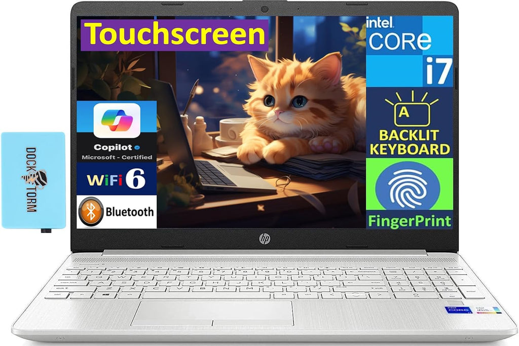 HP 2026 Premium Business Laptop 15.6' Touchscreen Display (Intel i7-1165G7, 32GB RAM, 1TB PCIe SSD, Intel Iris Xe, Backlit KYB, Fingerprint, WiFi 6, RJ-45, Win 11 Home) w/DKZ Hub