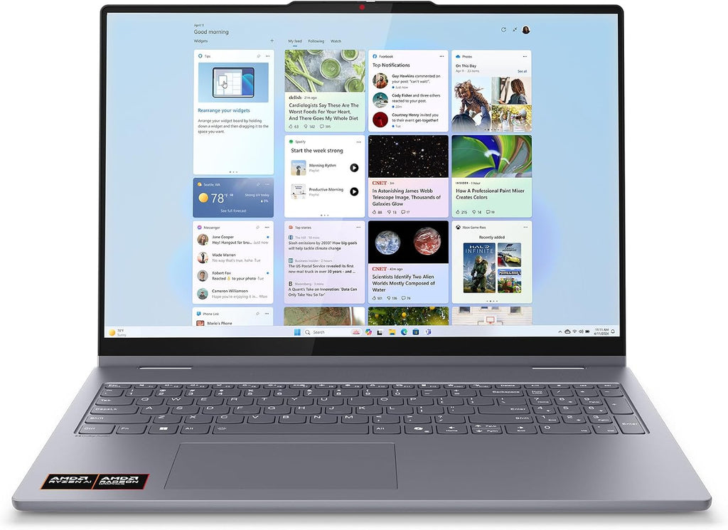 Lenovo IdeaPad 5 2-in-1 Laptop - Copilot+ PC - AMD Ryzen AI 5 340 CPU - 16' WUXGA IPS Touchscreen Display - 16GB RAM - 1TB Storage - AMD Radeon 840M GPU - Luna Grey