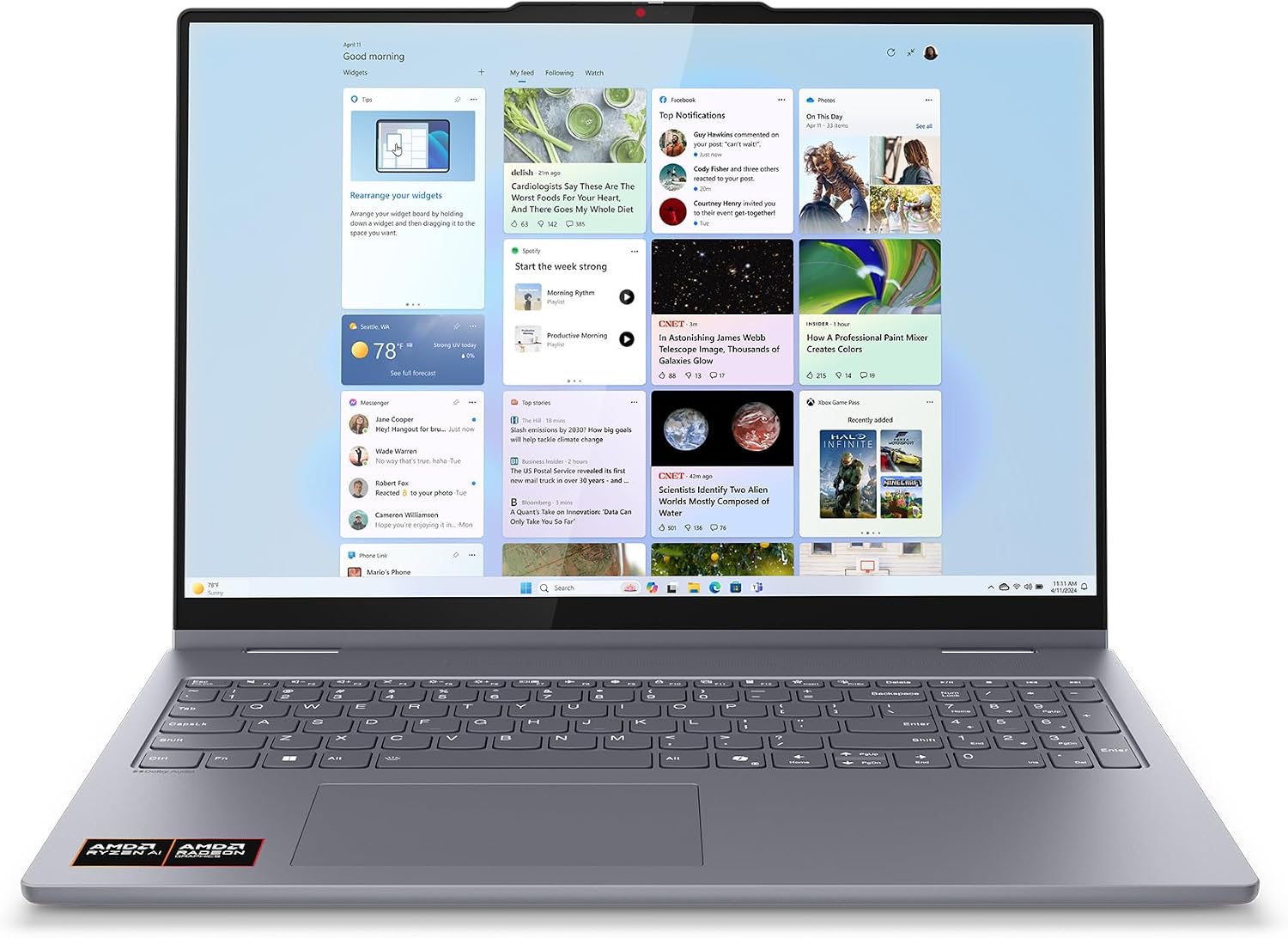 Lenovo IdeaPad 5 2-in-1 Laptop - Copilot+ PC - AMD Ryzen AI 5 340 CPU - 16' WUXGA IPS Touchscreen Display - 16GB RAM - 1TB Storage - AMD Radeon 840M GPU - Luna Grey