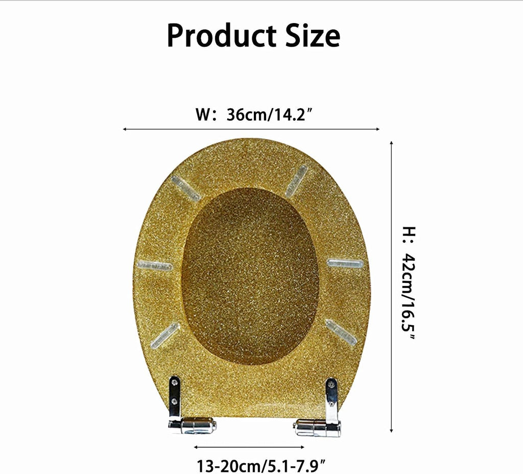 Toilet seat Soft Close Toilet seat Resin Glitter Toilet Seat, Sparkle Toilet Seat Cover Round Oval, Easy Installation and Cleaning, Soft Close Toilet Seat,Silver，Pink