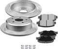 SCITOO - Brake Kits For Jeep For Wrangler 2007-2017,For Jeep For Wrangler JK 2018 Rear Drilled Slotted Brake Rotors and Ceramic Brakes Pads Replacement: 53041;D1274-8390