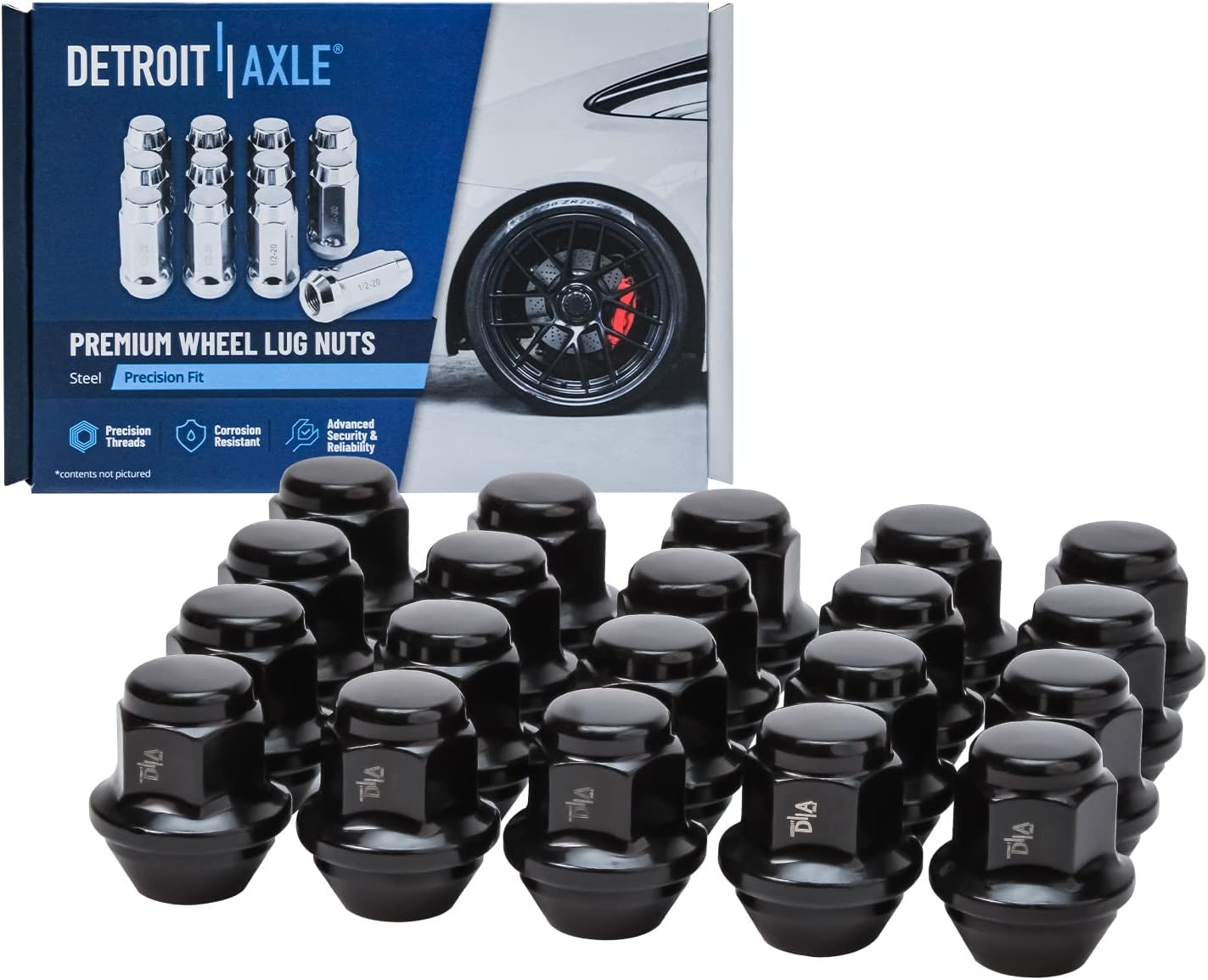 Detroit Axle - Front Disc Rotors Brake Pads Wheel Hubs Bearings w/20pc Wheel Lug Nuts Replacement for Ford Fusion Lincoln MKZ - 26pc Set