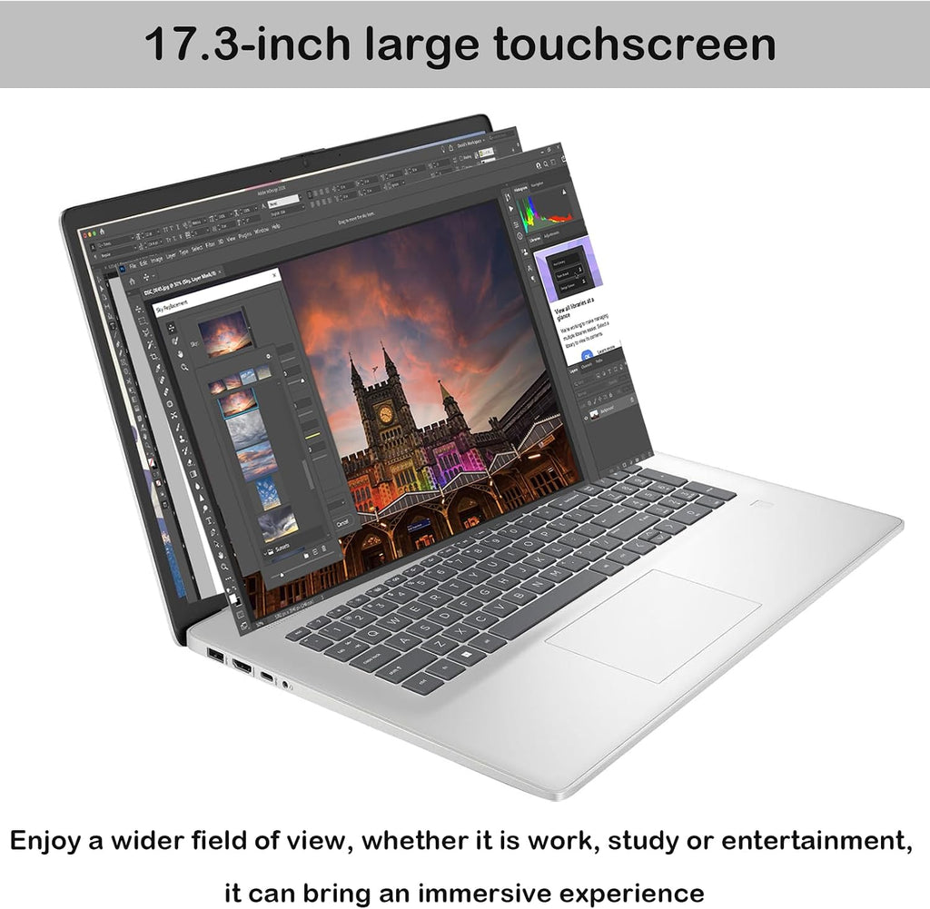 HP 17.3' FHD+ Touchscreen Business Laptop - Intel Core i7-1355U Processor, Intel Iris Xe, WiFi 6, HD Webcam, BrightView, 250 nits, Win 11 Pro, w/Hoouwrd Accessories (32GB RAM | 2TB SSD)
