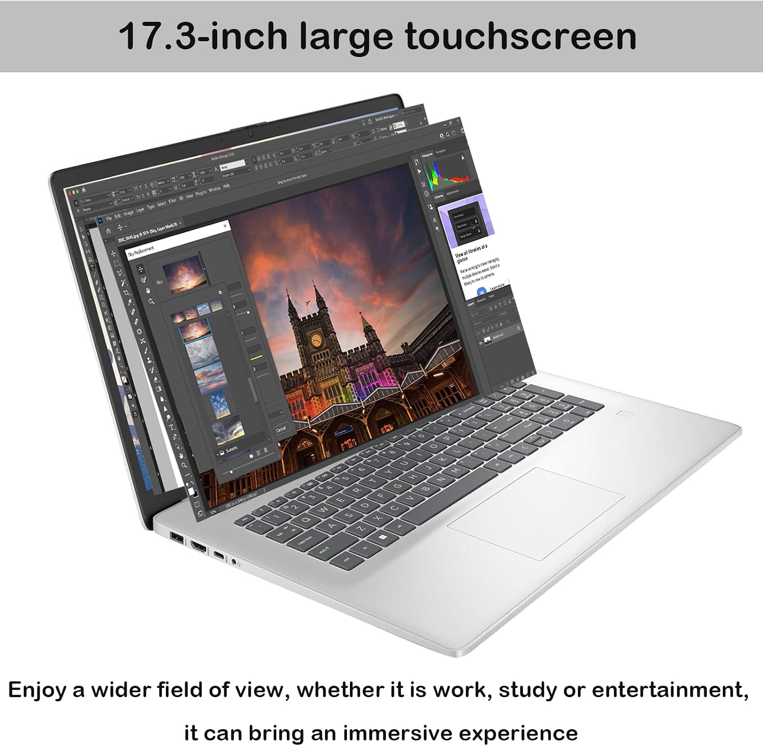 HP 17.3' FHD+ Touchscreen Business Laptop - Intel Core i7-1355U Processor, Intel Iris Xe, WiFi 6, HD Webcam, BrightView, 250 nits, Win 11 Pro, w/Hoouwrd Accessories (32GB RAM | 2TB SSD)