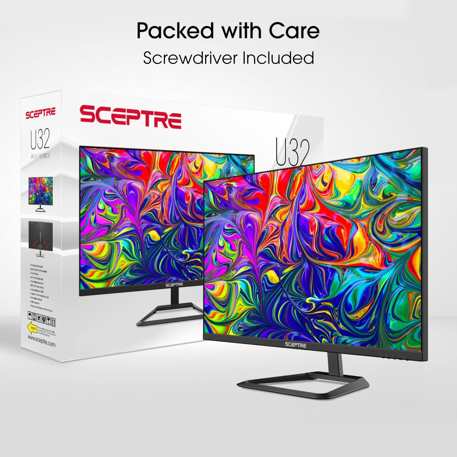 Sceptre 32-inch 4K UHD 3840 x 2160 Monitor DisplayPort x2 HDMI x2 99% sRGB Build-in Speakers, Machine Black 2026 (U325W-UPT Series)