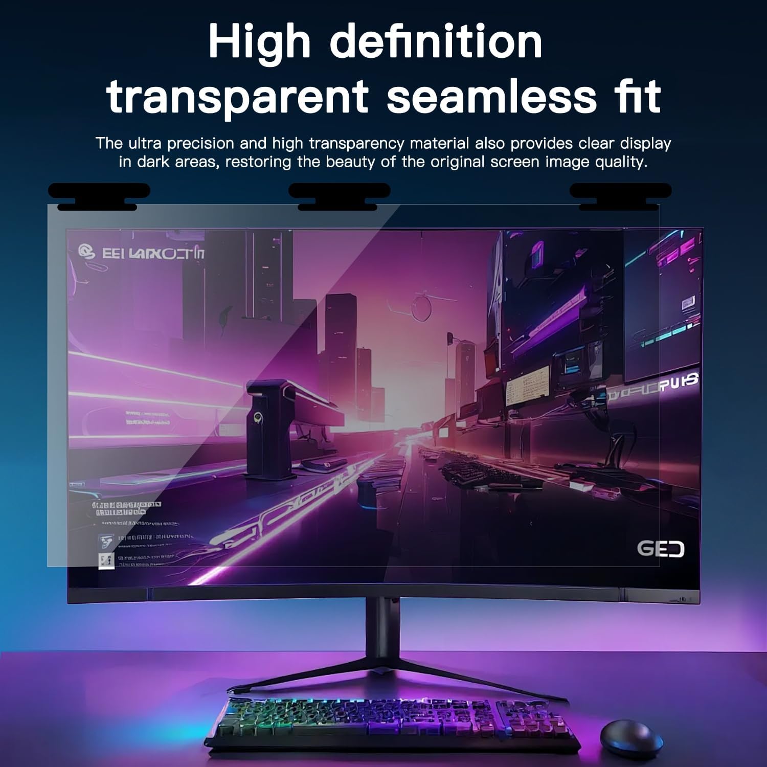 2 Pack Magnetic Hanging Computer Privacy Screen 32 Inch for 16:9 Widescreen Monitor, Removable Privacy Screen Anti Glare Blue Light Computer Screen Shield, Anti-Scratch 32 in Protector Film