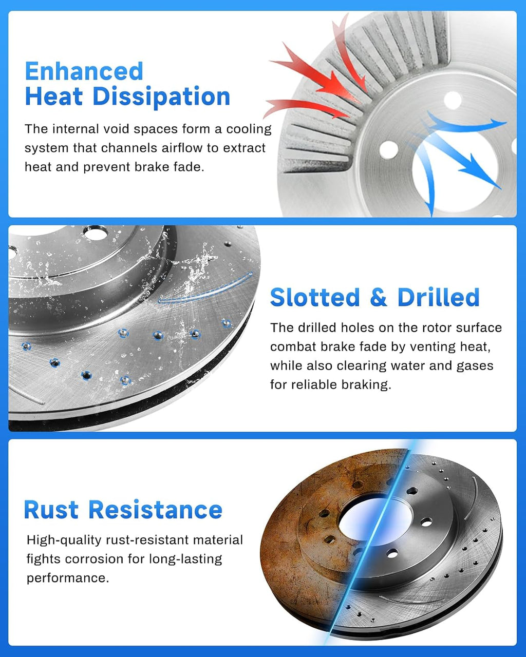 Anpulsero Brake Pads And Rotors Kit Rear Compatible with 2006-2022 Dodge Charger, AWD 345mm Front Rotor and 320mm(12.6in) Vented Rear Rotor, Automotive Replacement Brake Kits 53024 Drilled And Slotted