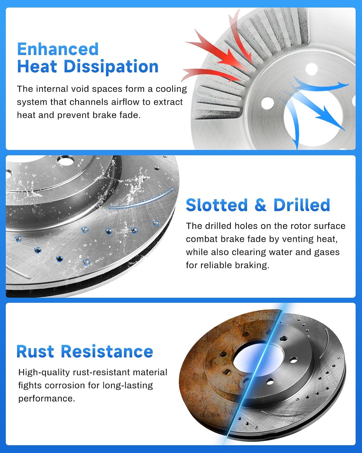 Anpulsero Brake Pads And Rotors Kit Rear Compatible with 2006-2022 Dodge Charger, AWD 345mm Front Rotor and 320mm(12.6in) Vented Rear Rotor, Automotive Replacement Brake Kits 53024 Drilled And Slotted