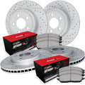 R1 Concepts Front and Rear Brake Kit Fits 2020-2024 Hyundai Venue; 2020-2025 Kia Soul| Optimum Oep Brake Pads and Drilled Slotted Brake Rotors| 11.0' Front & 10.3' Rear