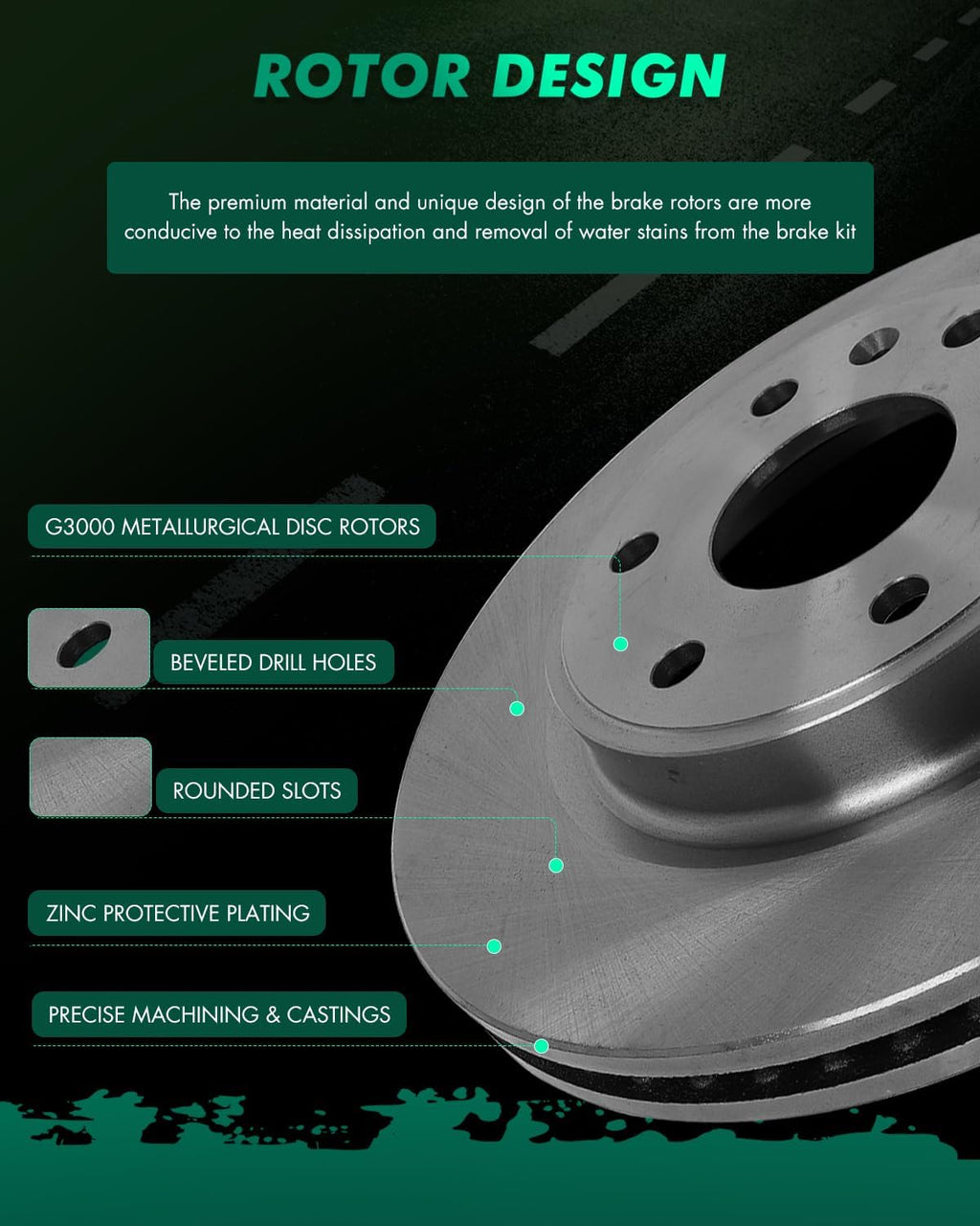 SCITOO - Brake Kits For Buick For Enclave 2008-2017,For Traverse 2009-2017,For GMC For Acadia 2007-2016,For Acadia Limited 2017 Front Disc Brake Rotors and Semi Metallic Brakes Pads: 55150;D1169