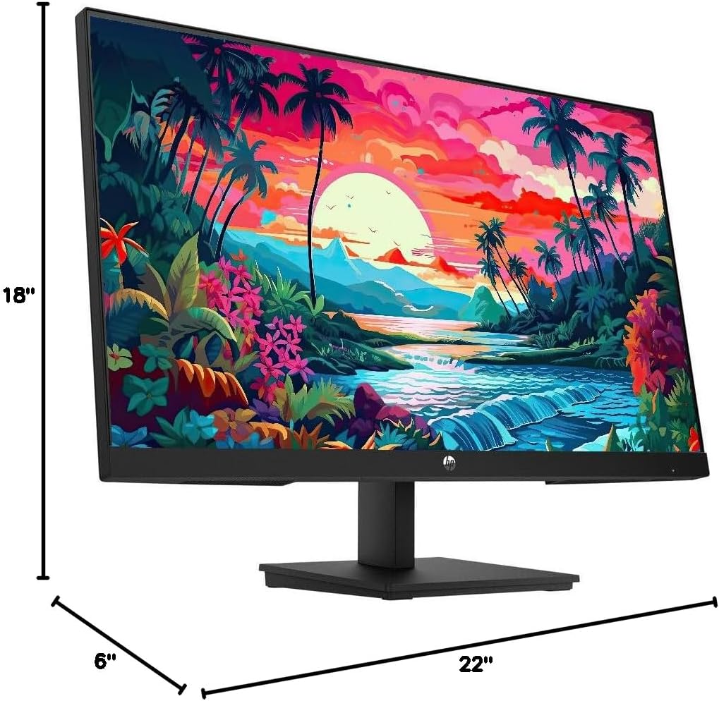HP 24' FHD Monitor - V24 inch IPS LED FHD (1920 x 1080)- AMD FreeSync - VESA, 16:9-75Hz Monitor, 4ms Grey-to-Grey Response Time, Low Blue Light, Anti-Glare, HDMI & VGA Ports, Black
