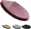 Gold Toilet Seat, Resin Toilet Seat, Elongated Toilet Seat Slow Close Glitter Toilet Seat, Soft Close Bathroom Toilet Lid, Easy to Clean & Install,Gold(Pink)