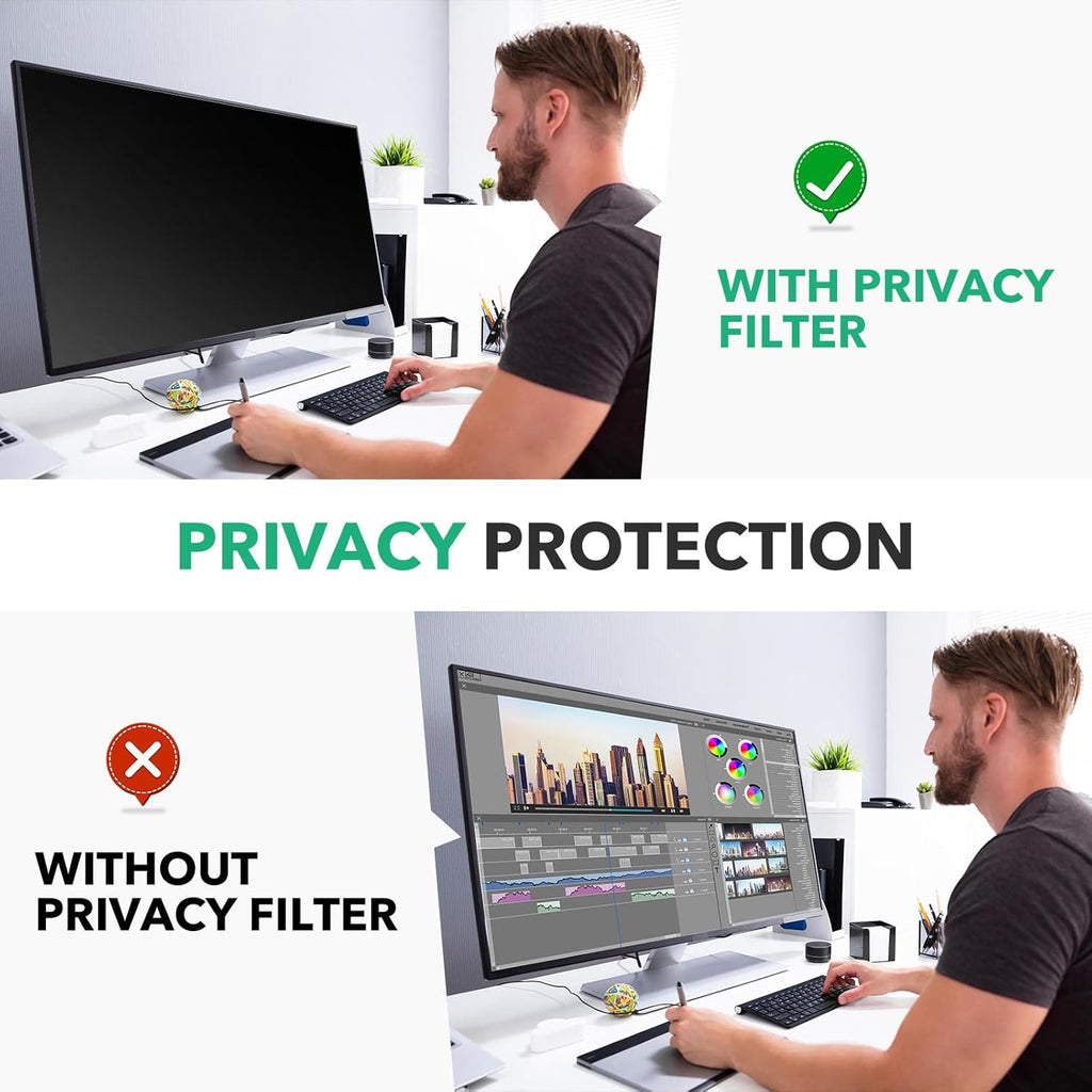 2 Pack 34 inch Computer Privacy Screen Filter for 21:9 Aspect Ratio Widescreen Monitor,34in Curved Computer Monitor Privacy Shield Anti Glare Eye Protection, Anti-Scratch Removable Protector Film