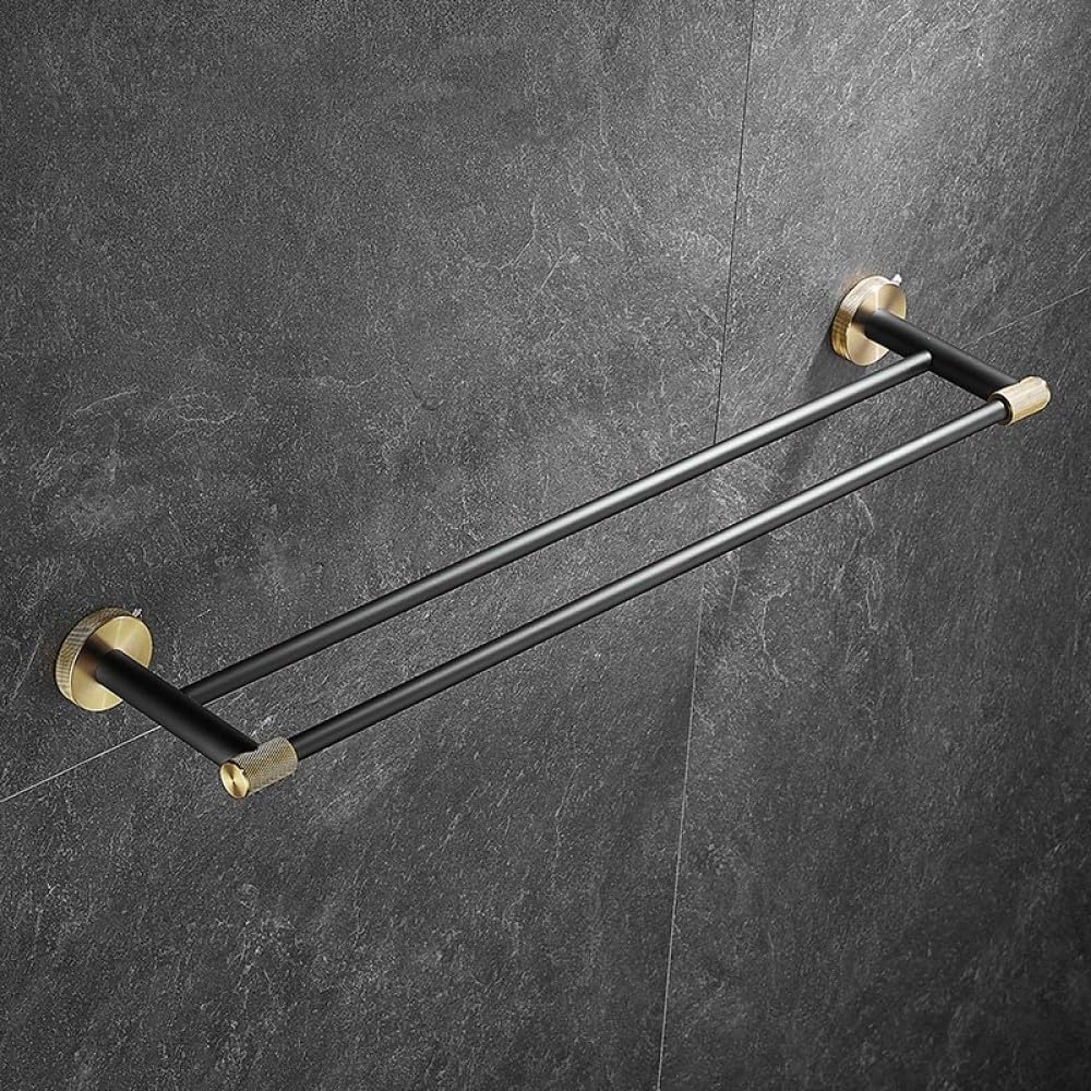 Stainless Steel Bathroom Hardware Set Bathroom Accessories Black Towel Rail Bar Rack Gold Towel Bar Shelf Towel Holder,Double Hanger