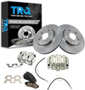 TRQ Front Brake Pad and Rotor Set Ceramic Rotors Calipers Hoses Compatible with 2005-2010 Honda Odyssey