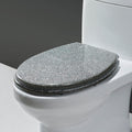 Slow Close Toilet Seat Thicken Toilet Seat Cover, Sparkly Resin Toilet Seat, Toilet Seat, Slow Close Bathroom Toilet Lid, Easy To Clean & Install,Silver,Silver,Silver