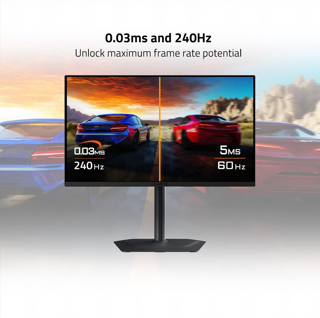GIGABYTE - MO27Q2-27' QD-OLED Gaming Monitor - QHD 2560x1440-240Hz - 0.03ms GTG - AMD FreeSync Premium Pro - Type C KVM - HDMI, DP - Height Adjustable - Black