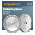 POWERTEC CBN Grinding Wheel 8 Inch, 5/8' Arbor, 8' x 1' Wide 180 Grit Bench Grinder Wheel & 8' x 1-1/2' Wide 80 Grit, 4-in-1 CBN Sharpening Wheel w/ 1/4' Radius Edge and Side Face - 2PK (15710)