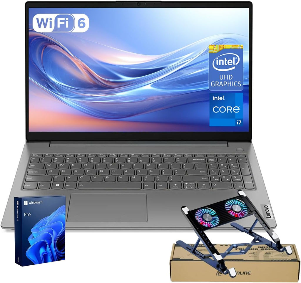 Lenovo V-Series V15 Business Laptop | 15.6' FHD Anti-Glare | 13th Gen Intel Core i7-13620H | 40GB RAM | 1TB SSD | Webcam | Wi-Fi 6 | HDMI | Windows 11 Pro | CO Foldable Laptop Radiator Cooler Bundle