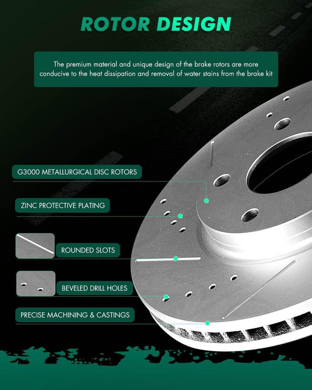 SCITOO Front 11.41' Brake Pads and Rotors Kits Fit For Nissan Quest 2004 2005 2006 2007 2008 2009 2011 2012 2013 2014 2015 2016 2017