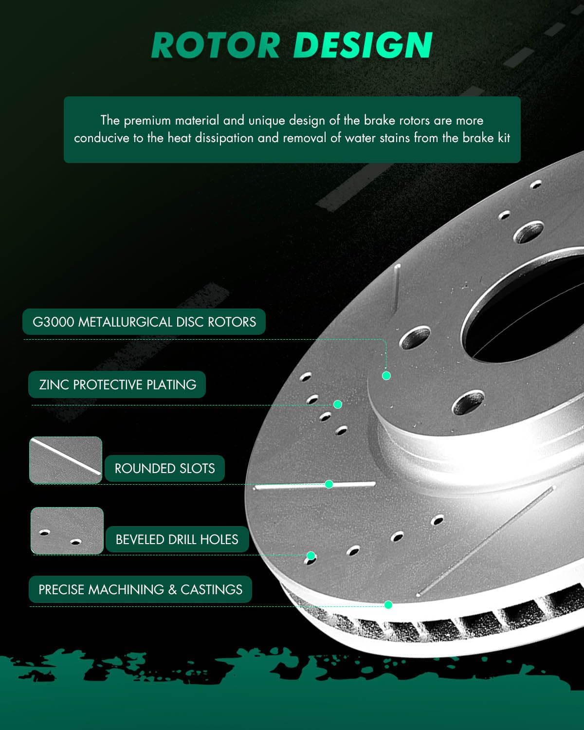 SCITOO Front 11.41' Brake Pads and Rotors Kits Fit For Nissan Quest 2004 2005 2006 2007 2008 2009 2011 2012 2013 2014 2015 2016 2017